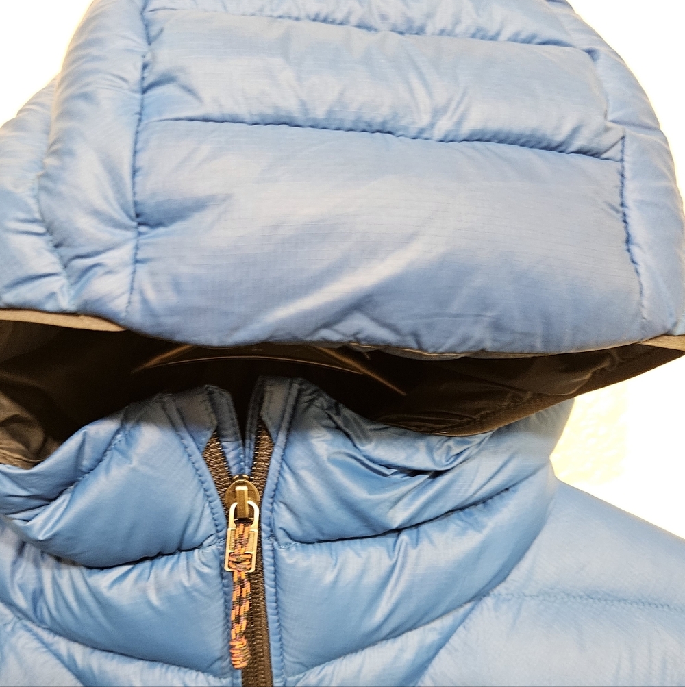 Patagonia Down Sweater Hoody Women’s L Blue Lightweight Puffer Jacket Hooded - Picture 6 of 13